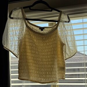 Torrid Cream Sheer Sleeve Blouse